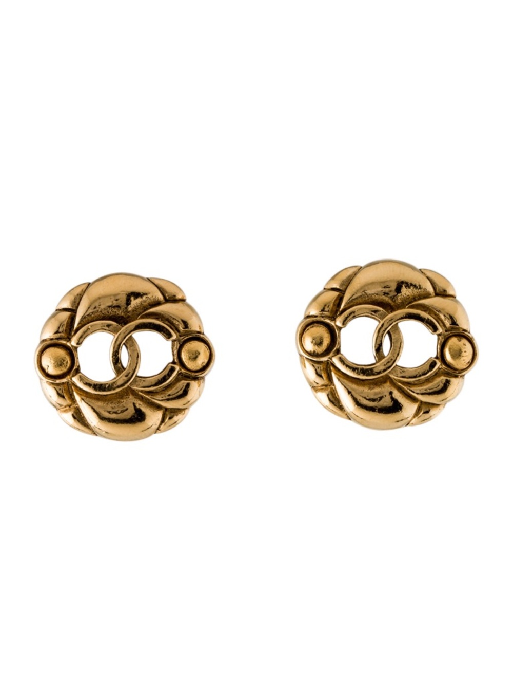 Vintage CC Cut-Out Button Clip-On Earrings